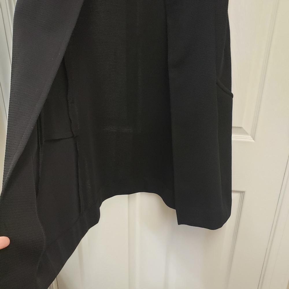 The Collection, black open front, textured, long sleeveless vest cardigan, LG - Picture 14 of 16
